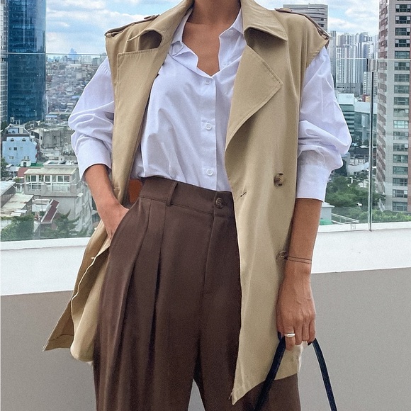 Slant pockets vest trench coat - Picture 1 of 2